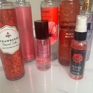 Assorted Pink & Red Fragrance Mists (Bath & Body Works + Victoria's Secret)